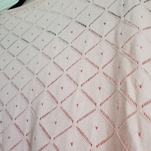 Light Pink Cap Sleeve Eyelet Pointelle Sweater - Picture 7 of 7